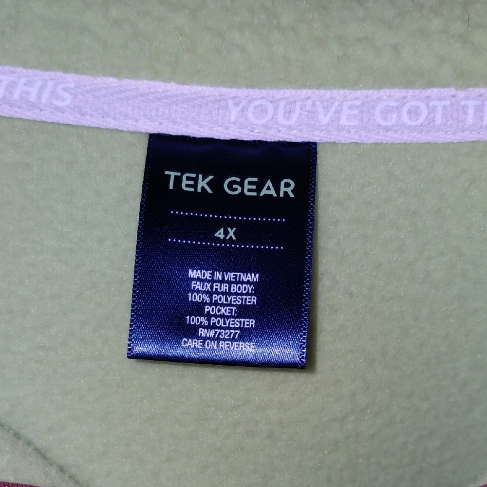 NWOT Tek Gear Olive and Cream Fleece Pullover - Picture 2 of 3